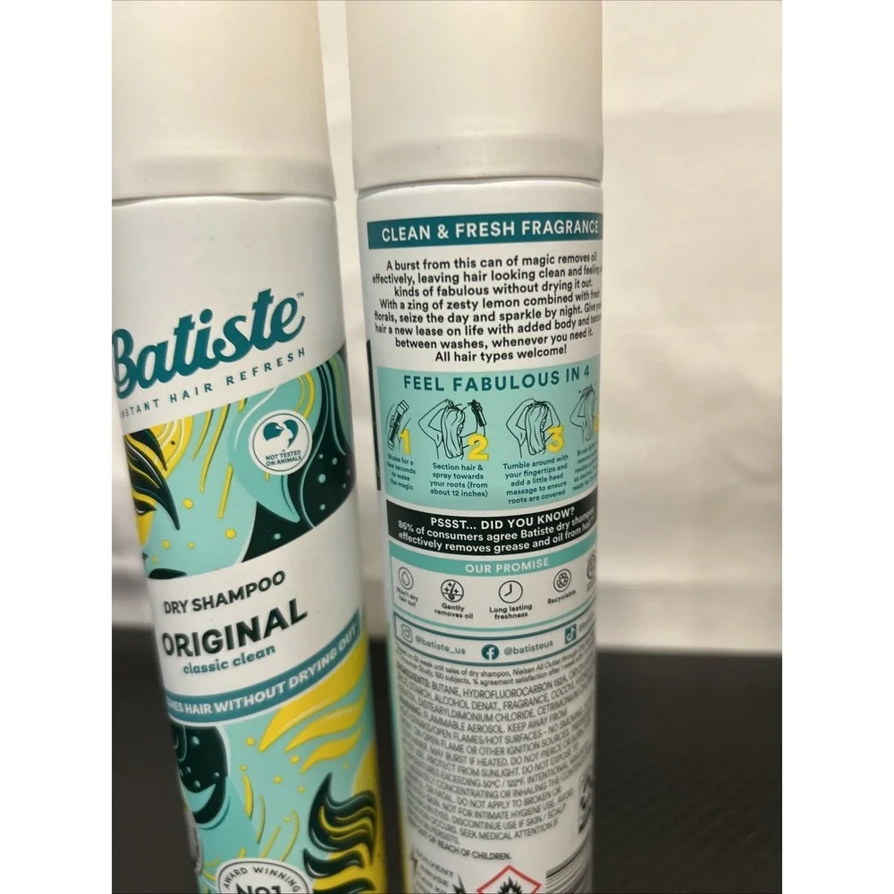 2 New Batiste‎ Original Classic Clean Instant Hair Refresh Dry Shampoo 3.81oz